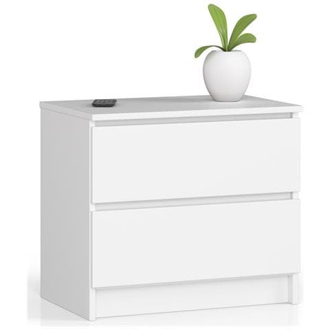 Comodino K60, 2 cassetti, 60x40x55 cm, Colore Bianco - Foto 1