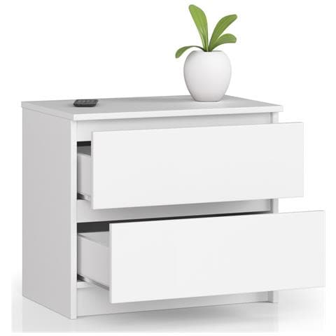 Comodino K60, 2 cassetti, 60x40x55 cm, Colore Bianco - Foto 2