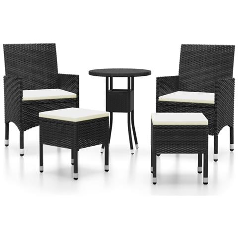 Set Divani Da Giardino 5 Pz In Polyrattan Nero - Foto 2