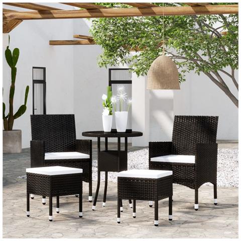 Set Divani Da Giardino 5 Pz In Polyrattan Nero - Foto 1
