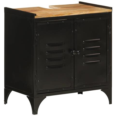 Mobile Lavabo Da Bagno 55x35x60 Cm Ferro E Legno Massello Mango - Foto 1