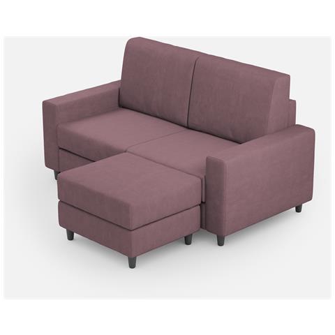 Divano Sakar 2 Posti Medio (due Sedute Da 70cm) + Pouf Misure Esterne L. 168 P. 145 Colore Prugna - Foto 1