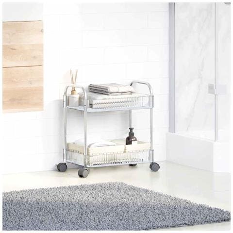 Carrello Portaoggetti a 2 Livelli 37x28x43,5 cm in Acrilico - Foto 3