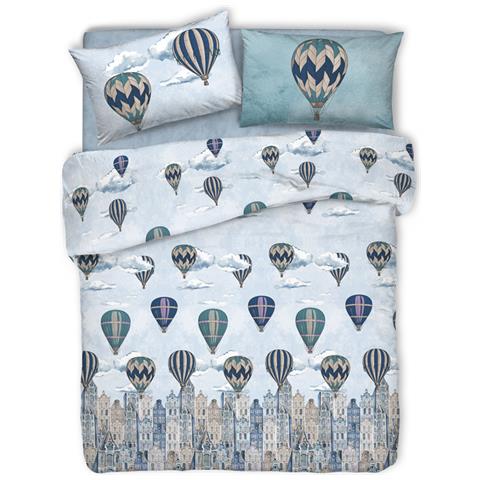 Copripiumino Sacco Piumone Pensieri Delicati Cotone Disegno Volare Singolo Blu - Foto 1