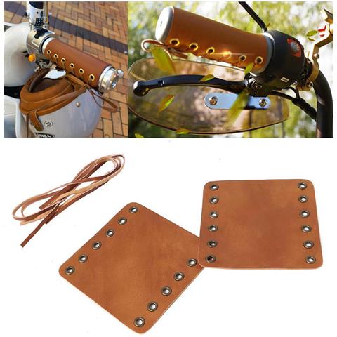 Coppia Di Manopole Per Manubrio Da Bicicletta In Pelle Pu Per Mountain Bike Lightbrown - Foto 3