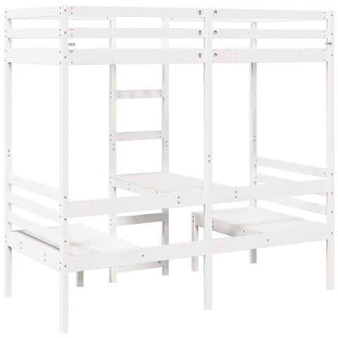 Giroletto Soppalco Con Scrivania E Sedie Bianco 90x200cm Pino - Foto 2