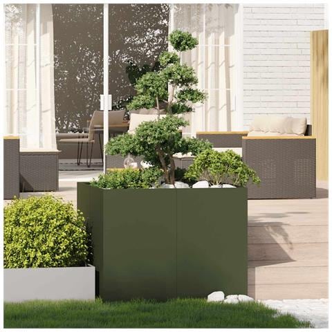 Fioriera Verde Oliva 100x100x80 Cm In Acciaio - Foto 3