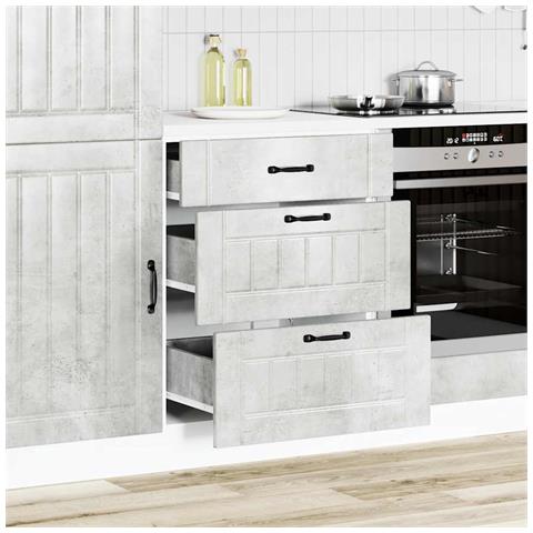 Base Da Cucina Lucca Grigio Cemento In Legno Multistrato - Foto 3