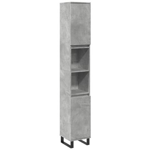 Armadietto Bagno Grigio Cemento 30x30x190 Cm Legno Multistrato - Foto 2