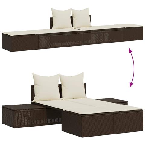 Lusso Casadino -  Lettino Prendisole Con Cuscini Marrone In Polyrattan - Foto 2