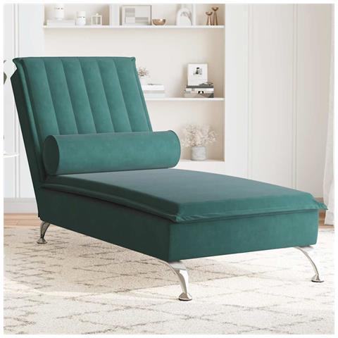 Chaise Longue Massaggi con Capezzale Verde Scuro in Velluto - Foto 2