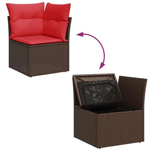 Set Divani da Giardino con Cuscini 7pz Nero Polyrattan Acacia - Foto 9