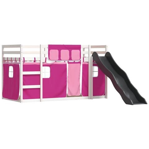 Letto a Castello con Scivolo e Tende Rosa 90x200 cm - Foto 2