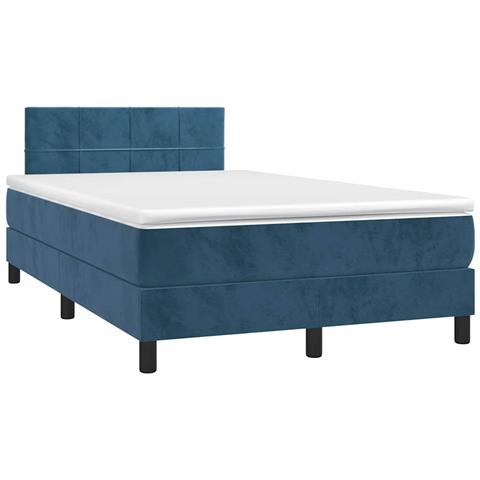 Letto a Molle Materasso e LED Blu Scuro 120x190 cm in Velluto - Foto 2