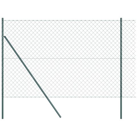 Recinzione a catena con 13 pali 1,6x25 m in acciaio zincato verde - Foto 1