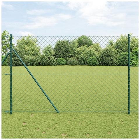 Recinzione a catena con 13 pali 1,6x25 m in acciaio zincato verde - Foto 2