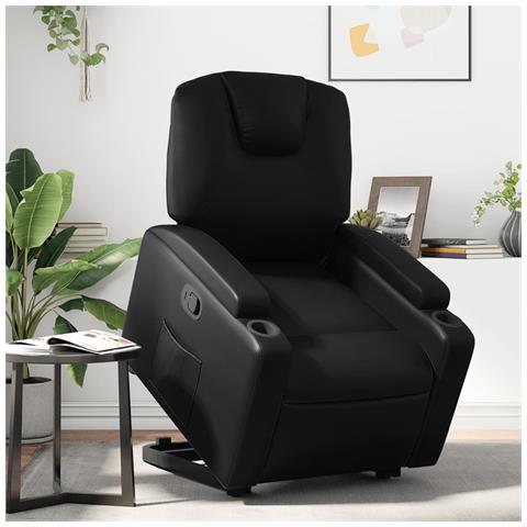 Poltrona Alzapersona Reclinabile Nera in Similpelle - Foto 2