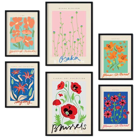Set Di 6 Stampe Collezione Di Poster Di Fiori Primaverili Con Collage Estetico Per La Decorazione D'interni A3 & A4 Senza Cornice - Foto 1