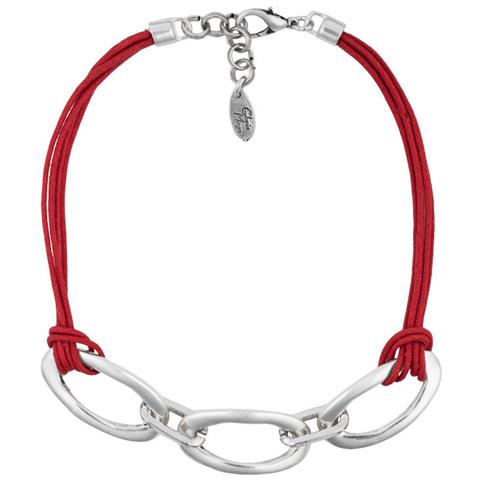 Girocollo In Argento Placcato Rosso, 3 Maglie Rosse, 40 Cm - Foto 1