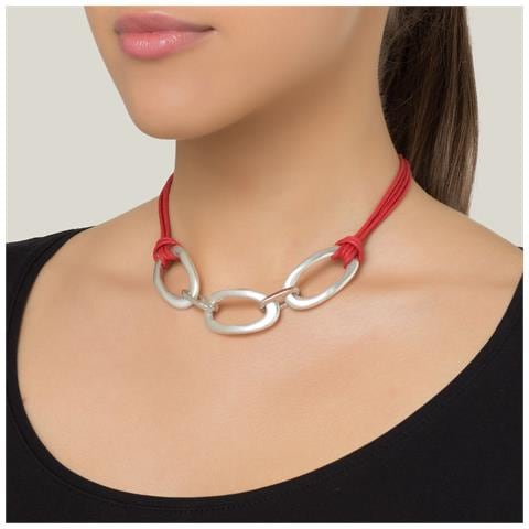 Girocollo In Argento Placcato Rosso, 3 Maglie Rosse, 40 Cm - Foto 2