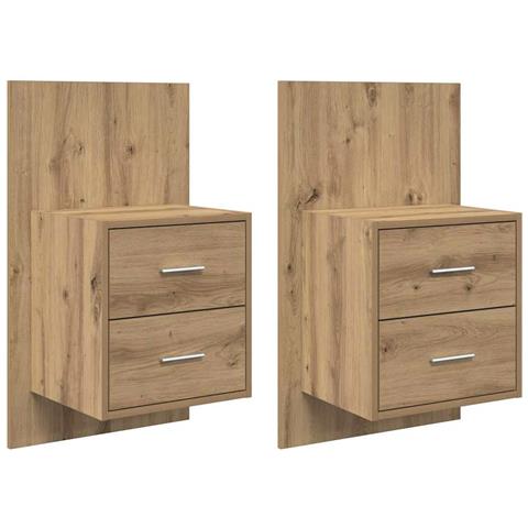 Mobiletto da comodino a parete 2 pcs Rovere artigianale - Foto 1
