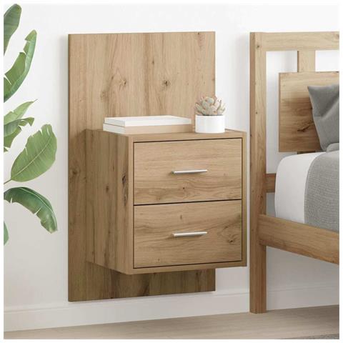 Mobiletto da comodino a parete 2 pcs Rovere artigianale - Foto 2
