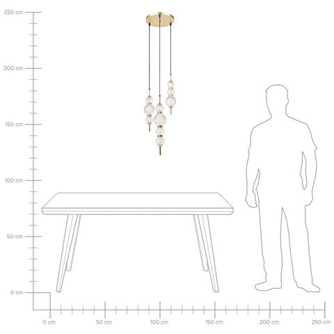 Lampadario A 3 Luci Aras Led Vetro Oro - Foto 7