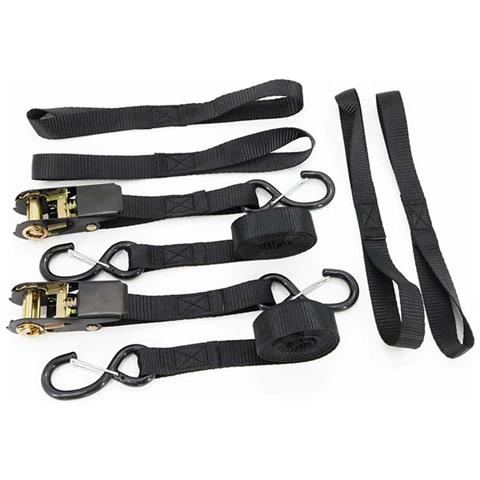 Set Di Cinghie A Cricchetto Nere Con Gancio A S Doppio, 5 M, 2 Set, Più 4 Anelli - Fissaggio Del Carico - Foto 1