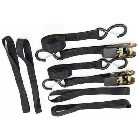 Set Di Cinghie A Cricchetto Nere Con Gancio A S Doppio, 5 M, 2 Set, Più 4 Anelli - Fissaggio Del Carico - Foto 3
