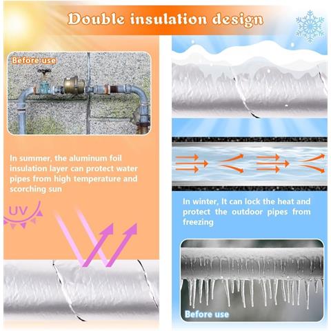 Nastro Isolante In Foglio Di Alluminio Per Tubi Dell'acqua Calda E Fredda 100 Mm - Foto 5