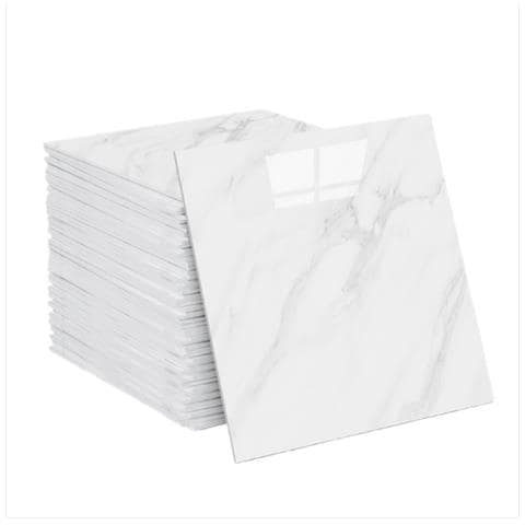 Adesivi Murali Decorativi Resistenti All'olio - Effetto Marmo Bianco, Autoadesivi, Confezione Da 4 - Foto 1