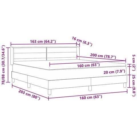Letto a molle con materasso Nero 200 x 160 cm Poliestere - Foto 7