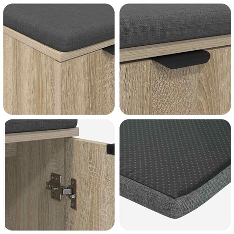Panca per ingresso con cuscino Rovere Sonoma 60 x 38 x 46 cm - Foto 9
