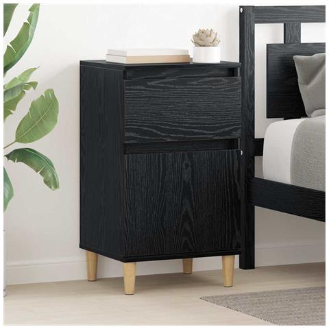 Armadio da Notte Rovere Nero 40 x 35 x 70 cm Legno multistrato - Foto 2