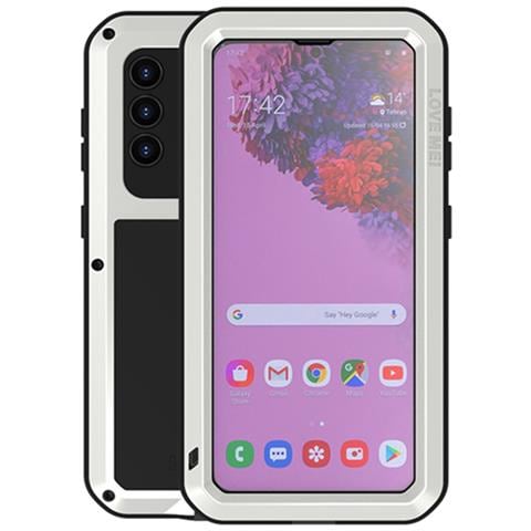Cover per Galaxy S21 5G - Silicone+Vidrio+Metallo, Argento, Antiurto - Foto 1