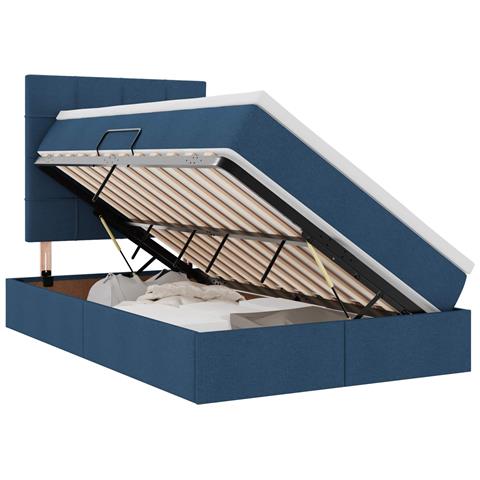 Letto con contenitore e materasso Blu 120 x 190 cm Tessuto - Foto 1