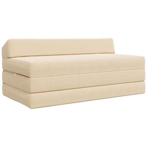 Divano Letto Pieghevole Crema 120 x 60 x 49 cm Tessuto - Foto 1