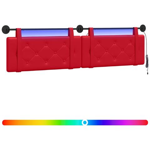 Testiera sospesa Con luce LED Rosso Similpelle - Foto 1