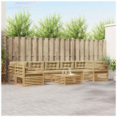 Set di divani da esterno 8 pcs Bianco e Beige - Foto 2