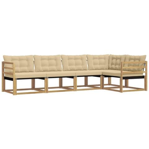 Set di divani da esterno con cuscino 5 pcs Bianco e Beige - Foto 1