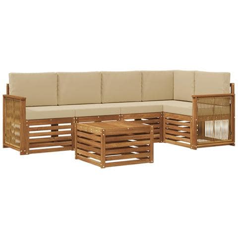 Set divano sezionale con cuscino 5 pcs Naturale - Foto 1
