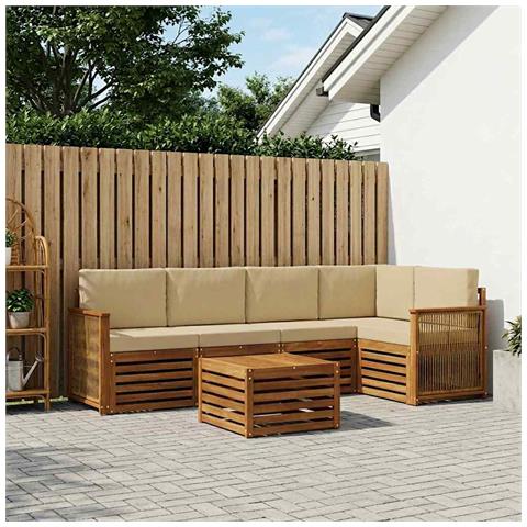 Set divano sezionale con cuscino 5 pcs Naturale - Foto 2
