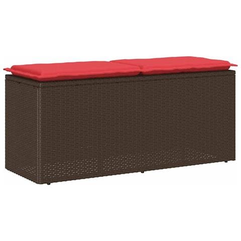 Panca da Giardino con Cuscino Marrone 110x40x44cm in Polyrattan - Foto 1