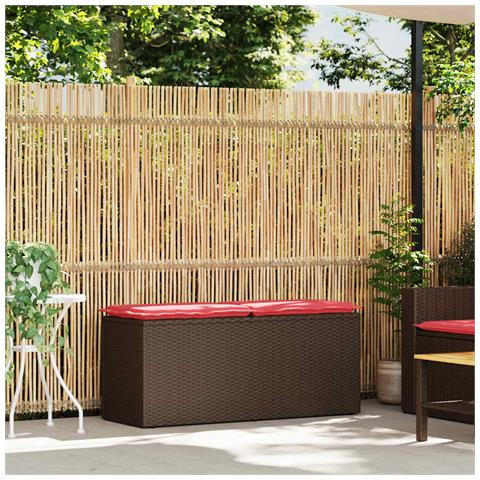 Panca da Giardino con Cuscino Marrone 110x40x44cm in Polyrattan - Foto 2