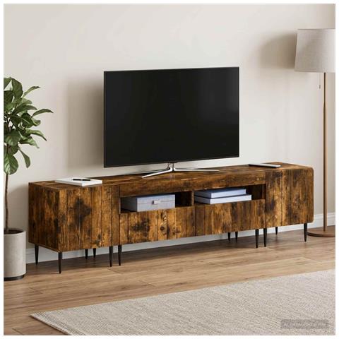 Mobile TV LED a 5 pezzi Rovere Fumo Legno ingegnerizzato - Foto 9