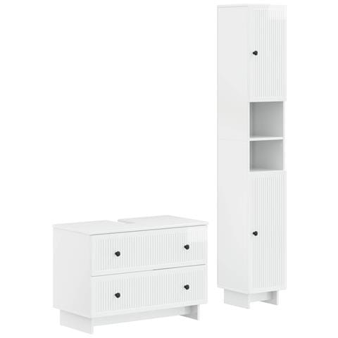 Set di Armadi da Bagno da 2 Pezzi EDE Bianco Lucido - Foto 1