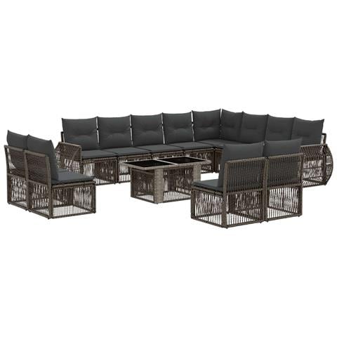 Set Divano da Giardino 13 pz Grigio e Grigio Scuro polyrattan - Foto 1