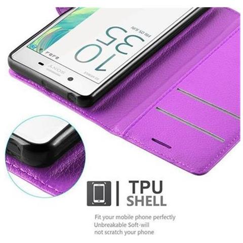 Custodia Compatibile Con Sony Xperia X In Violetta Ametista - Coperchio Protettiva Con Chiusura Magnetica, Funzione Stand E Tasca Per Le Carte - Foto 5