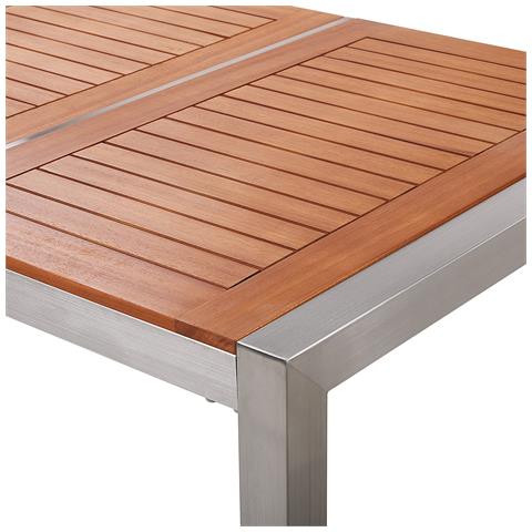 Set Da Giardino Tavolo In Eucalipto E 6 Sedie In Rattan Nero Grosseto - Foto 14