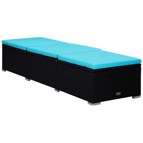 Lettini Prendisole Con Tavolino 3 Pz In Polyrattan Nero - Foto 10